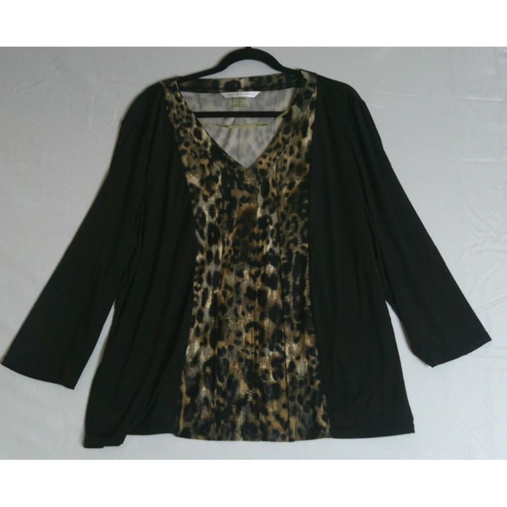 Nygard Womens 2X Leopard‎ Animal Print Blouse Top Preppy Career Office Going Out